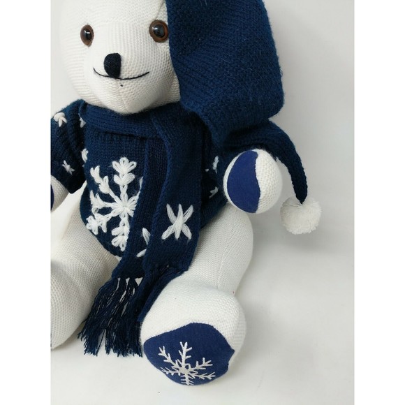Pier 1 One Imports Corduroy Teddy Polar Bear Stuffed Animal Plush Winter Sweater - Picture 4 of 10